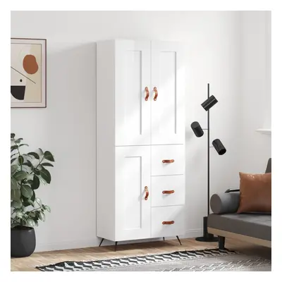 vidaXL Skříň highboard lesklá bílá 69,5 x 34 x 180 cm kompozitní dřevo