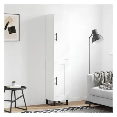 vidaXL Skříň highboard bílá s vysokým leskem 34,5x34x180 cm kompozit