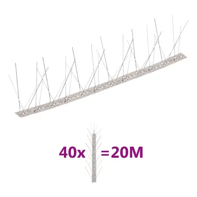 vidaXL 5řadové nerezové hroty proti ptákům a holubům sada 40 ks 20 m