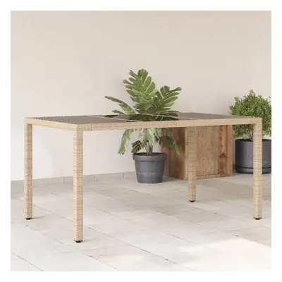 vidaXL Zahradní stůl se skleněnou deskou béžový 150x90x75 cm polyratan