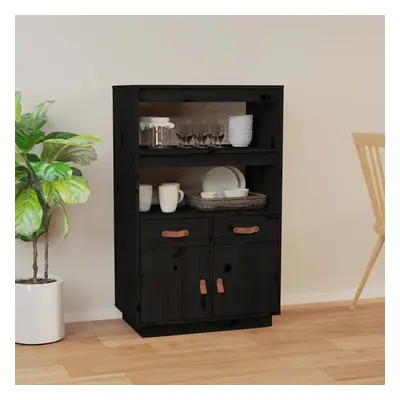 vidaXL Skříň highboard černá 67 x 40 x 108,5 cm masivní borové dřevo