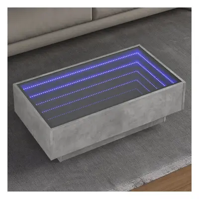 vidaXL Konferenční stolek s LED betonově šedý 90 x 50 x 30 cm kompozit