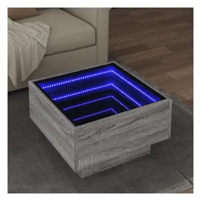 vidaXL Konferenční stolek s LED šedý sonoma 50 x 50 x 30 cm kompozit