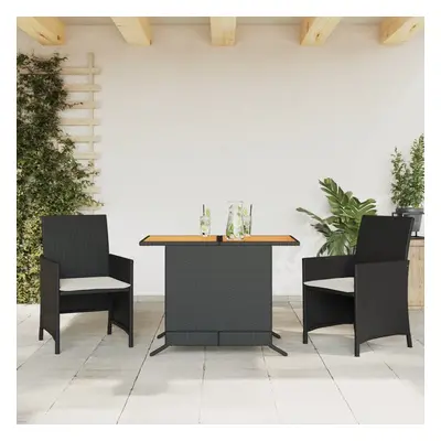 vidaXL 3dílný bistro set s poduškami černý polyratan