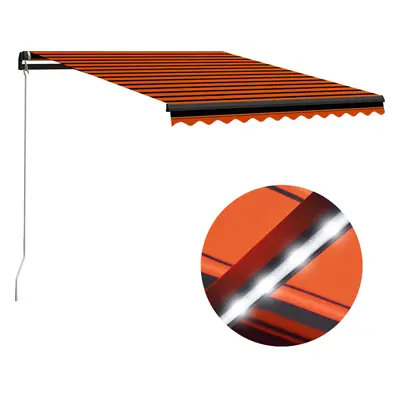 vidaXL Ručně zatahovací markýza s LED světlem 350x250 cm oranžovohnědá