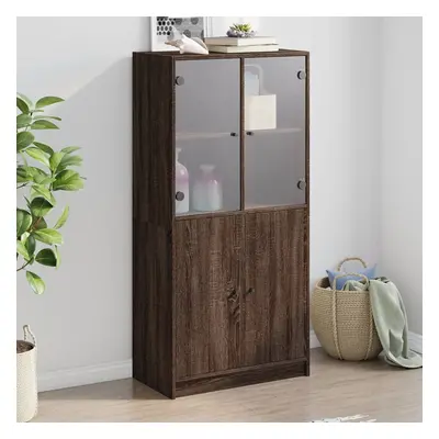 vidaXL Highboard s dvířky hnědý dub 68 x 37 x 142 cm kompozitní dřevo