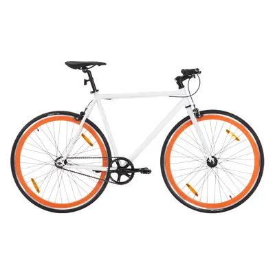 vidaXL Kolo s pevným převodem bílé a oranžové 700c 55 cm