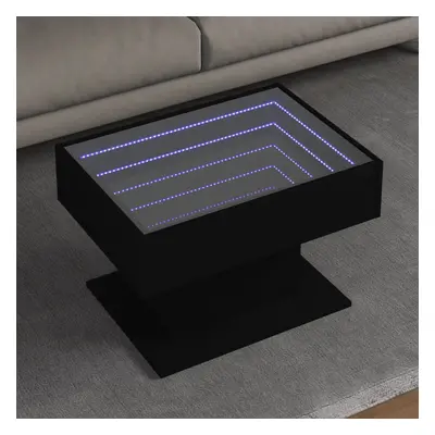 vidaXL Konferenční stolek s LED černý 70 x 50 x 45 cm kompozitní dřevo