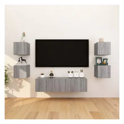 vidaXL Nástěnné TV skříňky 8 ks šedé sonoma 30,5 x 30 x 30 cm