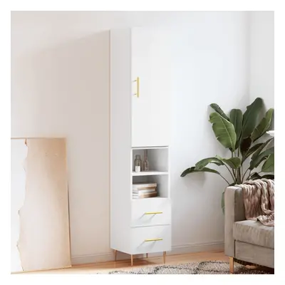 vidaXL Skříň highboard bílá s vysokým leskem 34,5x34x180 cm kompozit