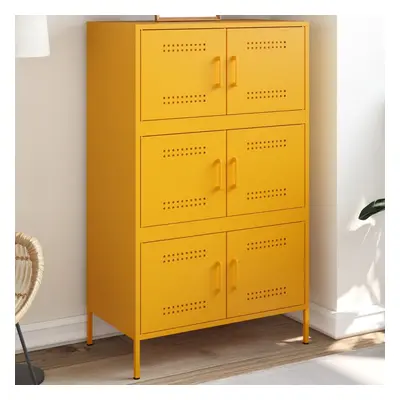 vidaXL Skříň highboard hořčicově žlutá 68 x 39 x 113 cm ocel