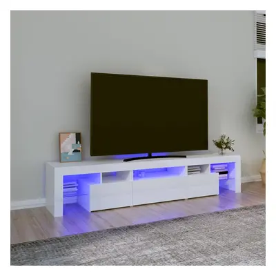 vidaXL TV skříňka s LED osvětlením bílá vysoký lesk 200x36,5x40 cm