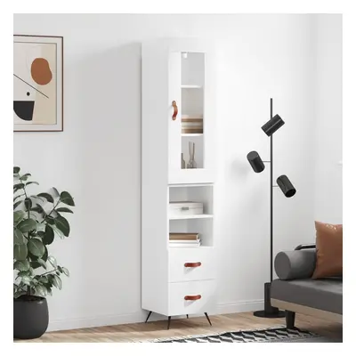 vidaXL Skříň highboard bílá s vysokým leskem 34,5x34x180 cm kompozit