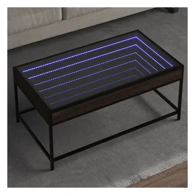 vidaXL Konferenční stolek s Infinity LED hnědý dub 90 x 50 x 41 cm