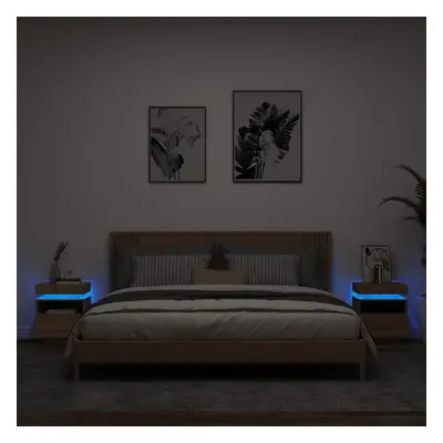 vidaXL Noční stolky s LED osvětlením 2 ks dub sonoma 40 x 39 x 48,5 cm