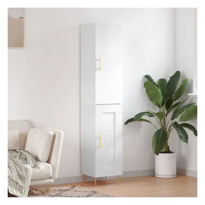 vidaXL Skříň highboard bílá s vysokým leskem 34,5x34x180 cm kompozit