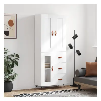 vidaXL Skříň highboard lesklá bílá 69,5 x 34 x 180 cm kompozitní dřevo