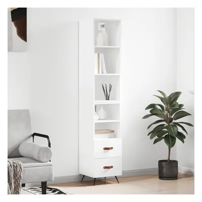 vidaXL Skříň highboard bílá s vysokým leskem 34,5x34x180 cm kompozit