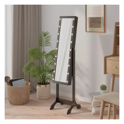 vidaXL Volně stojící zrcadlo s LED černé 34 x 37 x 146 cm