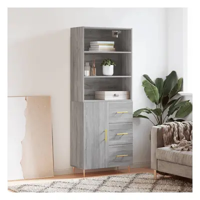 vidaXL Skříň highboard šedá sonoma 69,5 x 34 x 180 cm kompozitní dřevo