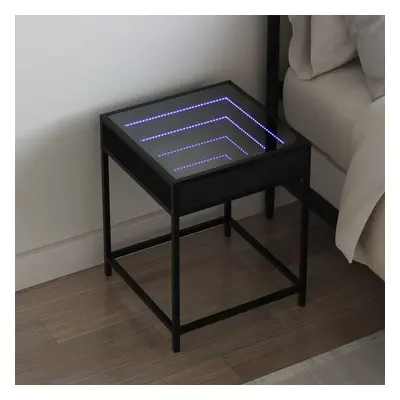 vidaXL Noční stolek s Infinity LED černý 40 x 40 x 51 cm