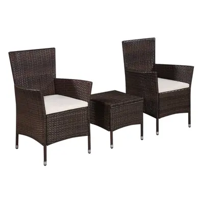 vidaXL 3dílný bistro set polyratan hnědý