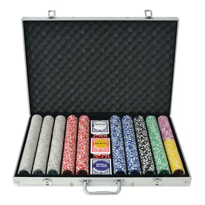 vidaXL Poker set s 1000 laserovými žetony hliník