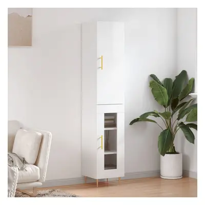 vidaXL Skříň highboard bílá s vysokým leskem 34,5x34x180 cm kompozit