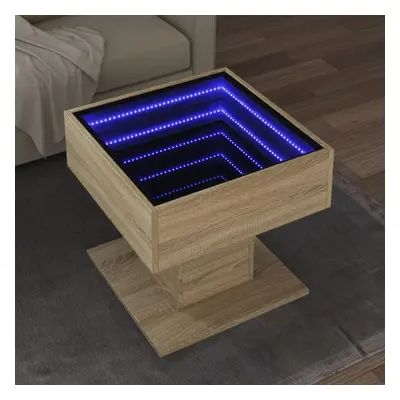 vidaXL Konferenční stolek s LED dub sonoma 50 x 50 x 45 cm kompozit