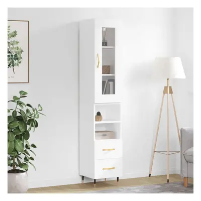 vidaXL Skříň highboard bílá s vysokým leskem 34,5x34x180 cm kompozit