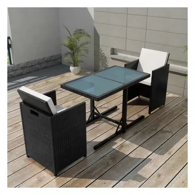 vidaXL 3dílný bistro set s poduškami polyratan černý