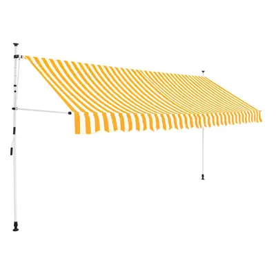 vidaXL Ručně zatahovací markýza 350 cm oranžovo-bílé pruhy