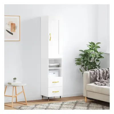 vidaXL Skříň highboard bílá s vysokým leskem 34,5x34x180 cm kompozit