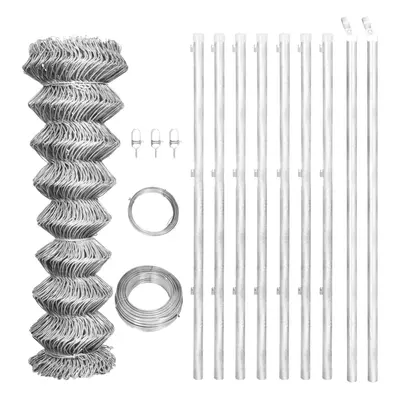 vidaXL Drátěné pletivo se sloupky pozinkovaná ocel 15 x 1 m stříbrné