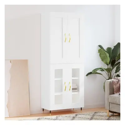 vidaXL Skříň highboard lesklá bílá 69,5 x 34 x 180 cm kompozitní dřevo