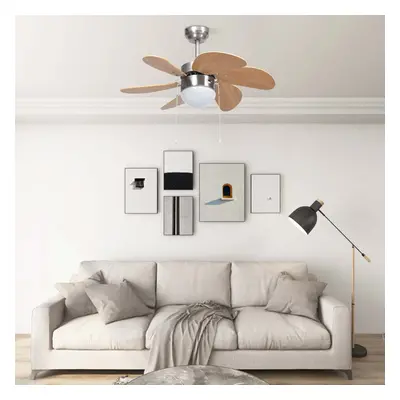 vidaXL Stropní ventilátor se světlem 76 cm světle hnědý