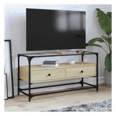 vidaXL TV skříňka se skleněnou deskou dub sonoma 98x35x51 cm kompozit