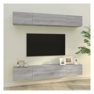 vidaXL Nástěnné TV skříňky 4 ks šedé sonoma 100 x 30 x 30 cm