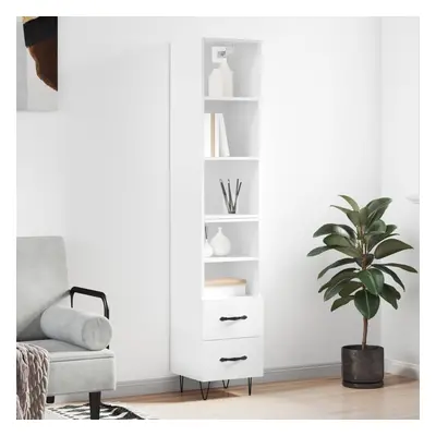 vidaXL Skříň highboard bílá s vysokým leskem 34,5x34x180 cm kompozit