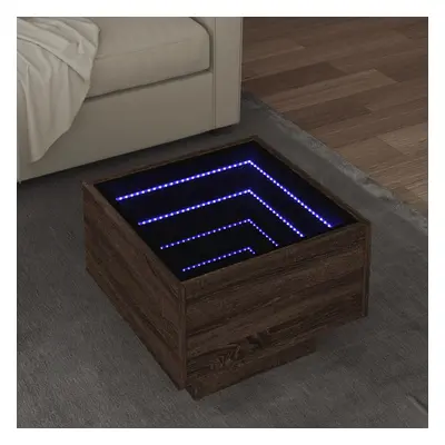 vidaXL Odkládací stolek s LED hnědý dub 40x40x30 cm kompozitní dřevo