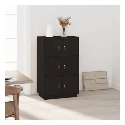 vidaXL Skříň highboard černá 67 x 40 x 108,5 cm masivní borové dřevo