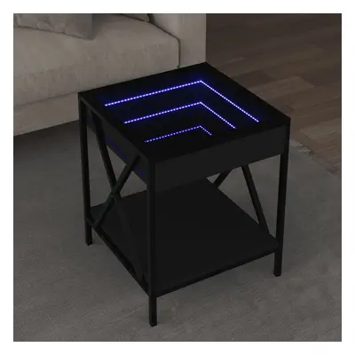 vidaXL Noční stolek s Infinity LED černý 40 x 40 x 49 cm