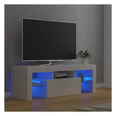 vidaXL TV skříňka s LED osvětlením bílá s vysokým leskem 120x35x40 cm