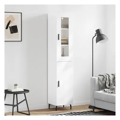 vidaXL Skříň highboard bílá s vysokým leskem 34,5x34x180 cm kompozit