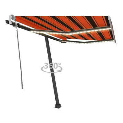 vidaXL Ručně zatahovací markýza s LED světlem 350x250 cm oranžovohnědá