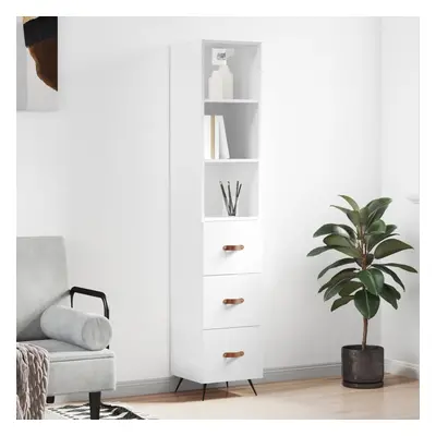 vidaXL Skříň highboard bílá s vysokým leskem 34,5x34x180 cm kompozit