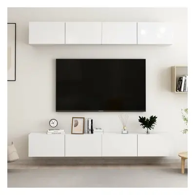 vidaXL TV skříňky 4 ks bílé vysoký lesk 100x30x30 cm kompozitní dřevo