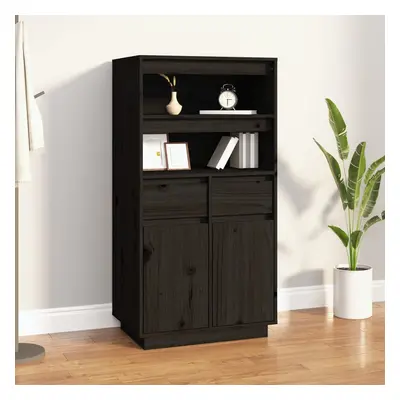 vidaXL Skříň highboard černá 60 x 40 x 116,5 cm masivní borové dřevo