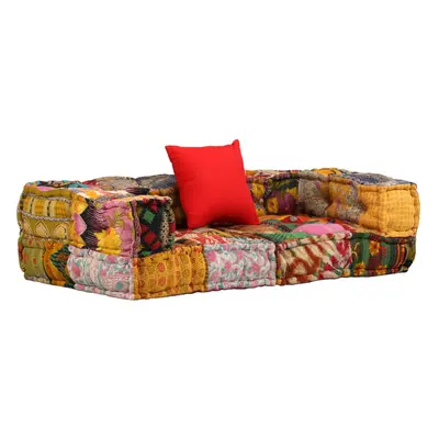 vidaXL 2místný modulární pouf patchwork textil