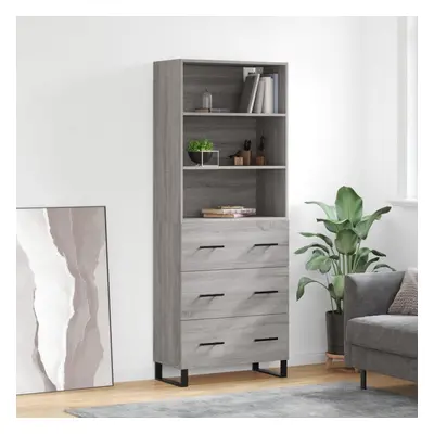 vidaXL Skříň highboard šedá sonoma 69,5 x 34 x 180 cm kompozitní dřevo